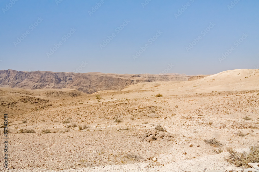 Mountain landscape in Judean desert. Metzoke Dragot, Israel.

