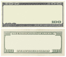 Blank 100 dollar banknote isolated on white