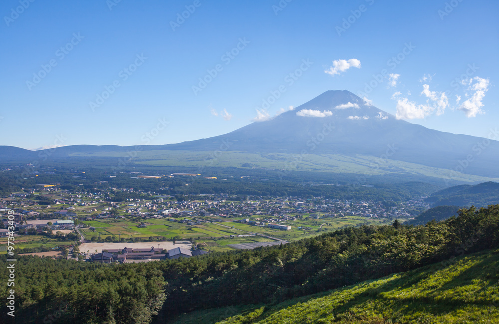 Mountain Fuji and Oshino village  in summer season