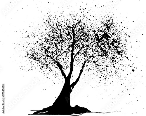 black graphic tree. silhouette.vector illustration.