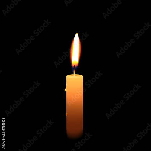 Candlelight, isolated on black background, a vector illustration.