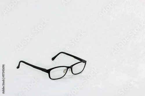 black frame glasses isolated on white background 