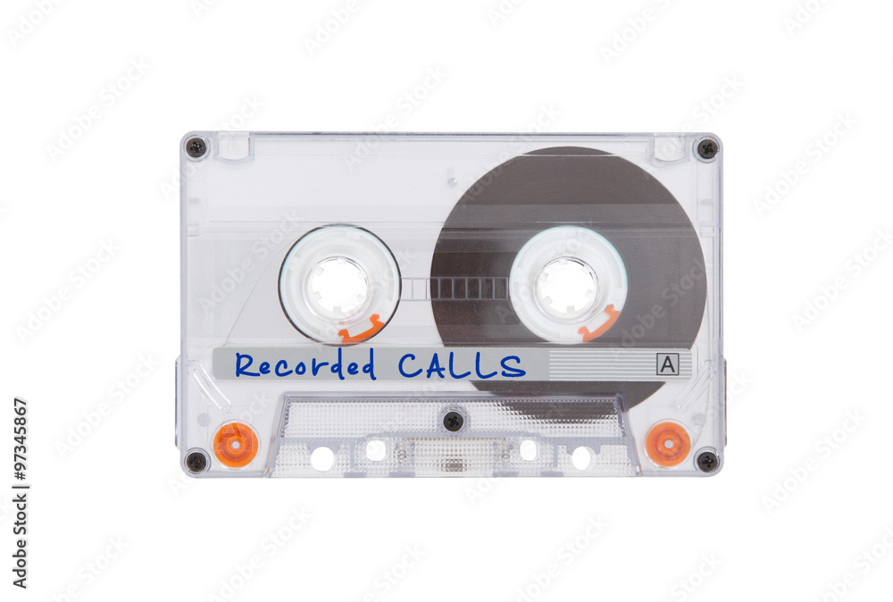 Fototapeta premium Vintage audio cassette tape, isolated on white background