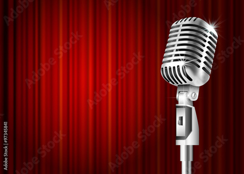 Microphone and red curtain 