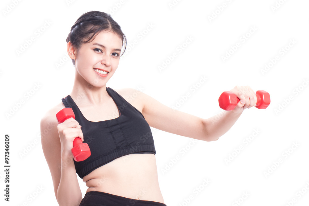Sport woman doing exercise with lifting weights Sport woman doing exercise with lifting weights