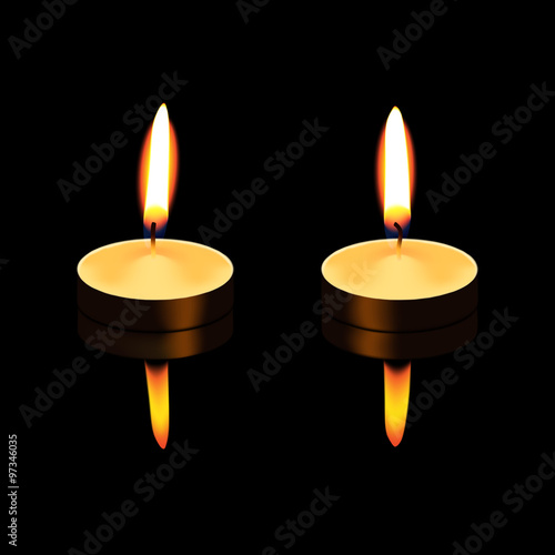 Tealight, isolated on black background, a vector illustration.