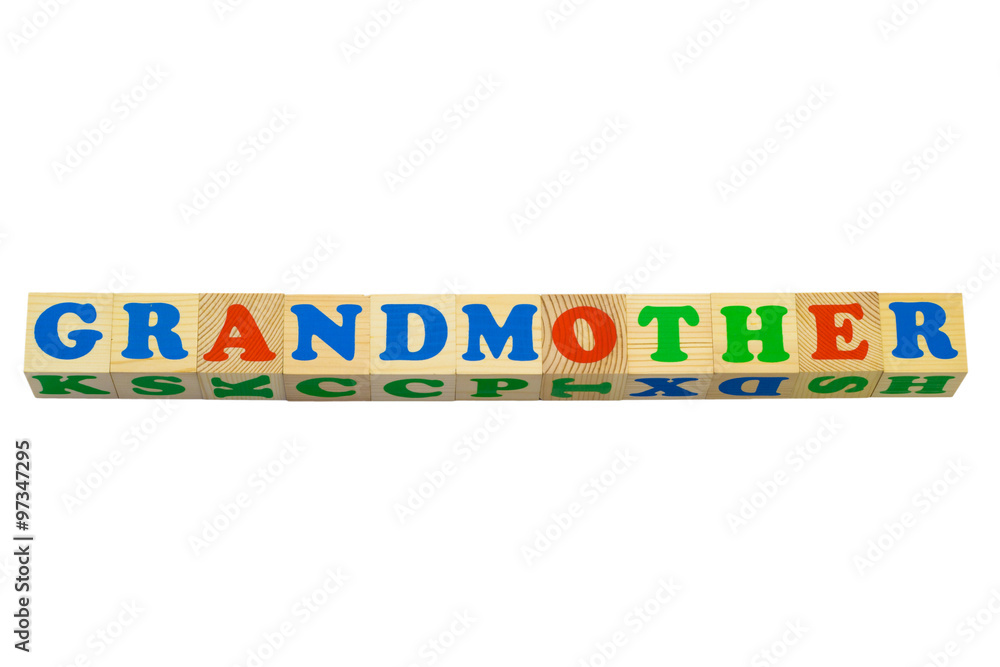 Wood cube with inscription GRANDMOTHER Wood cube with inscription GRANDMOTHER