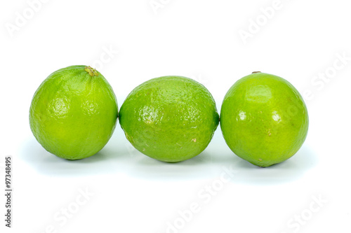 Green lemon lime isolated on white