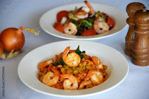 Shrimp pasta & Shrimp salad