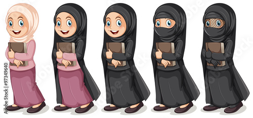 Muslim girl holding book