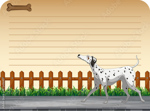 Line paper design with dog walking