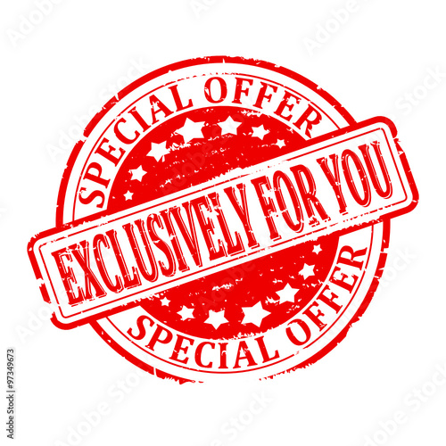Scratched red round stamp with the word - a special offer exclusively for you - vector svg