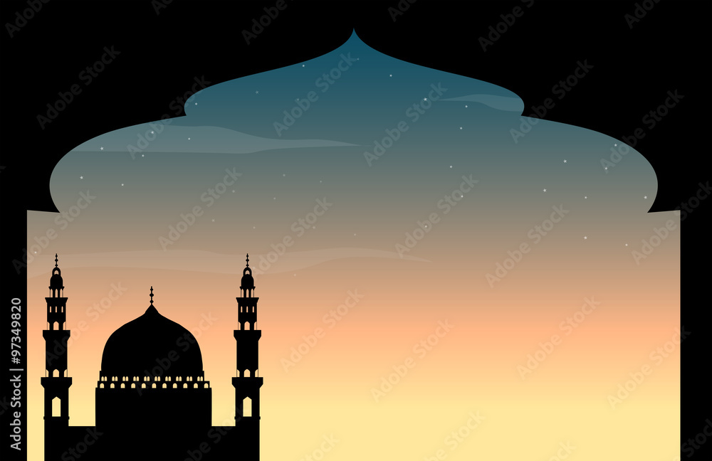 Silhouette mosque at twilight