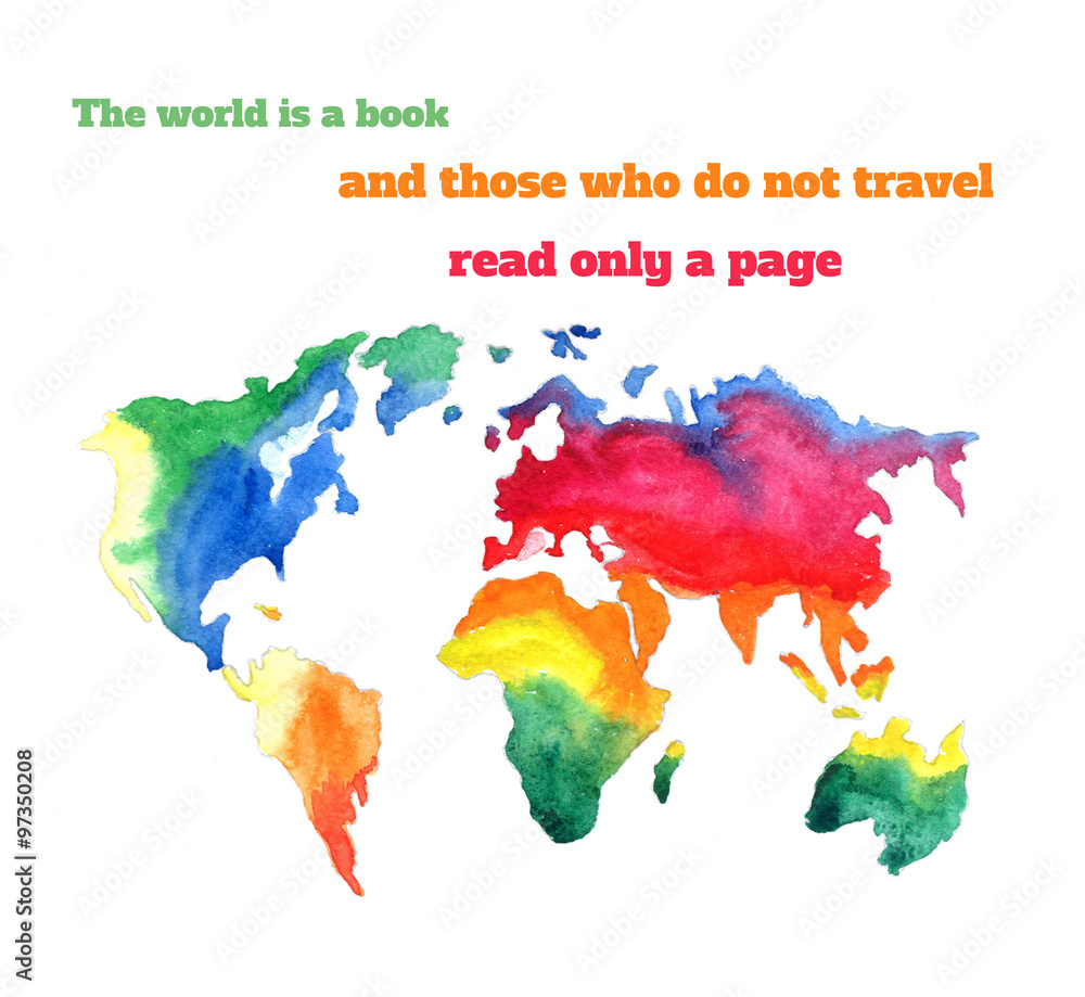 Obraz premium Varicolored watercolour world map