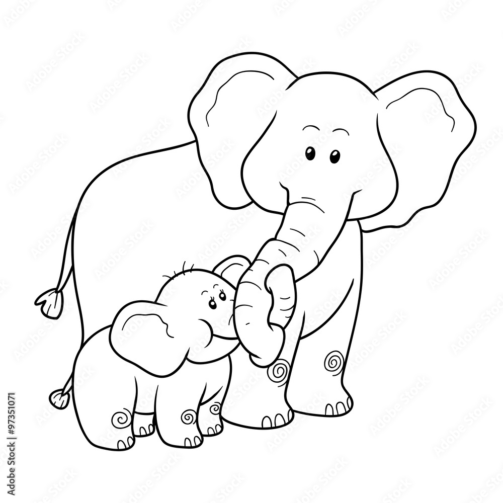 Fototapeta premium Coloring book for children: elephants