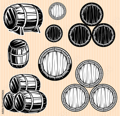 vector set monochromatic patterns with barrels for beverages