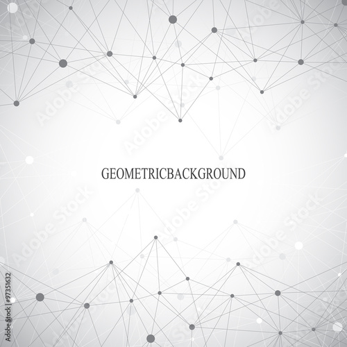 Geometric grey background molecule and communication . Connected lines with dots. Vector illustration