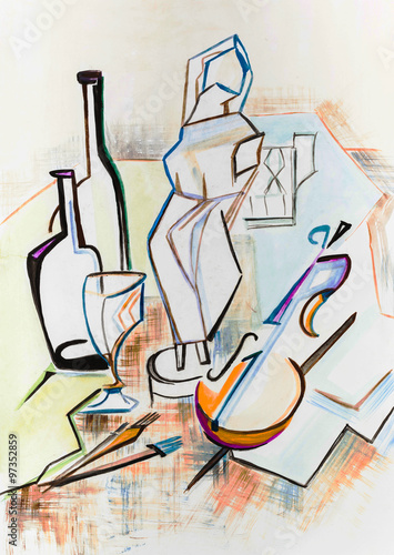 Still life with woman  statue