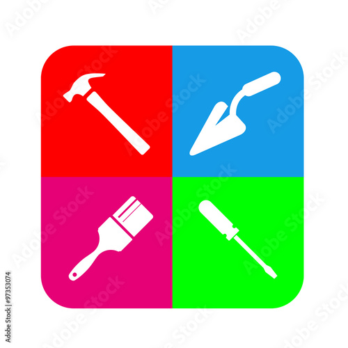 Icono plano herramientas varios colores #5