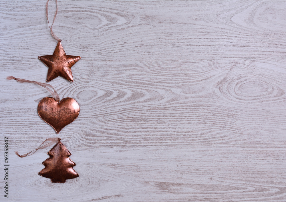 Obraz premium Three handmade Christmas tree decorations