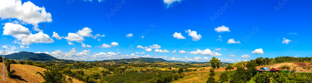 panorama with mountain and sky
