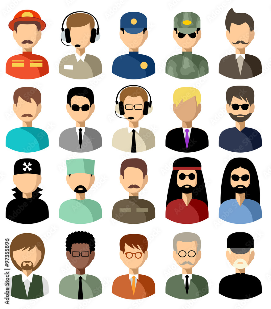 Set of flat icons set with men. vector illustration Set of flat icons set with men. vector illustration