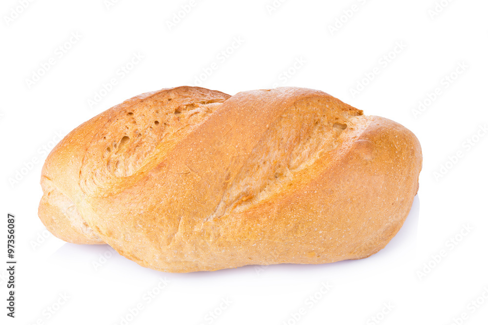 Tradtional homemade bread on white background