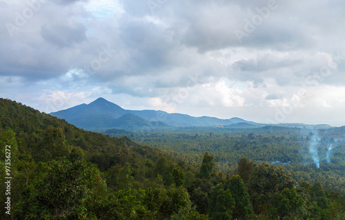 Landscape view on Khao Ra mountain - the highest mountain on Koh Phangan island Thailand