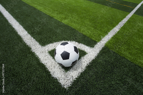 soccer ball or football on soccer field © FAMILY STOCK