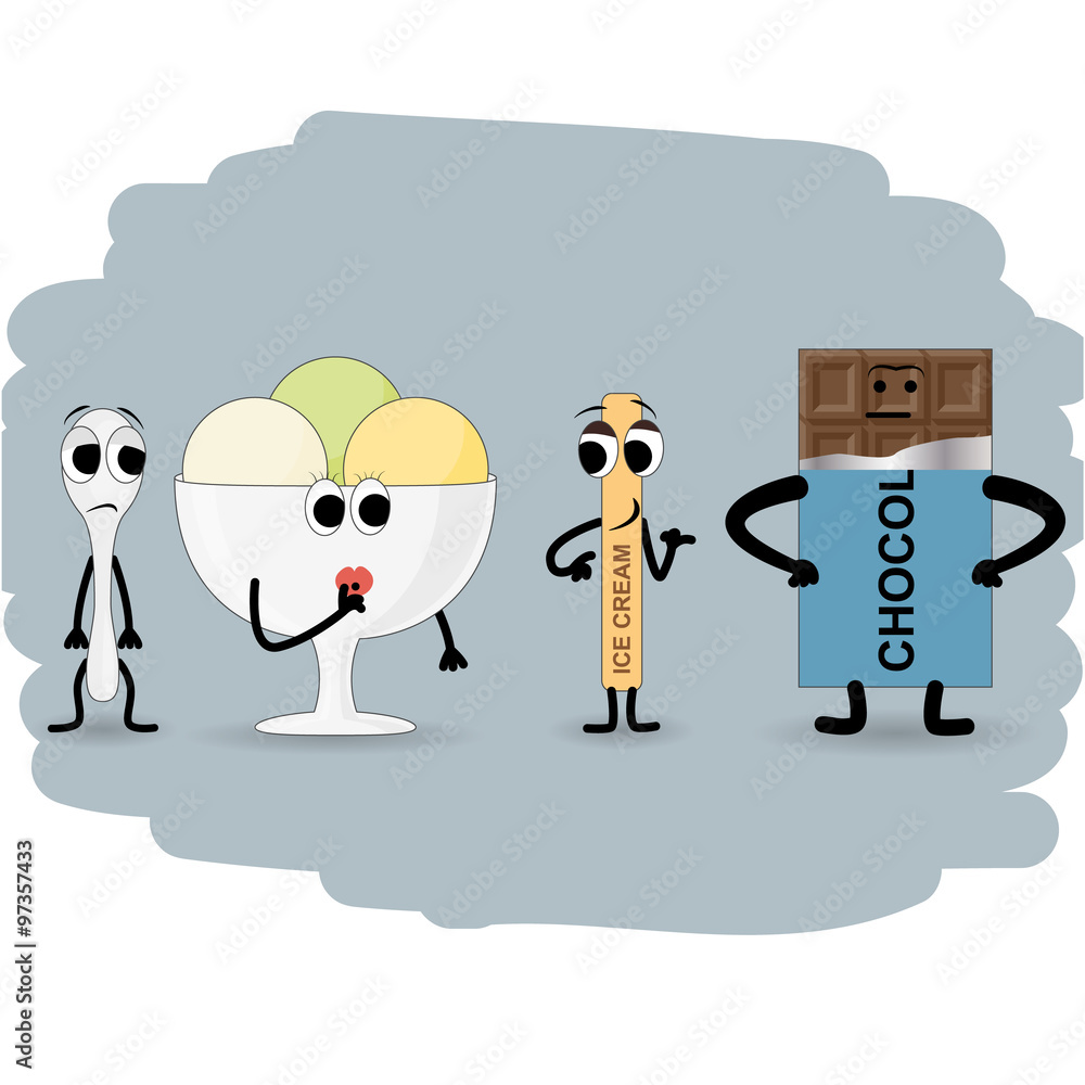 Fototapeta premium Doodle a difficult choice for a tasty ice cream illustration with a hint