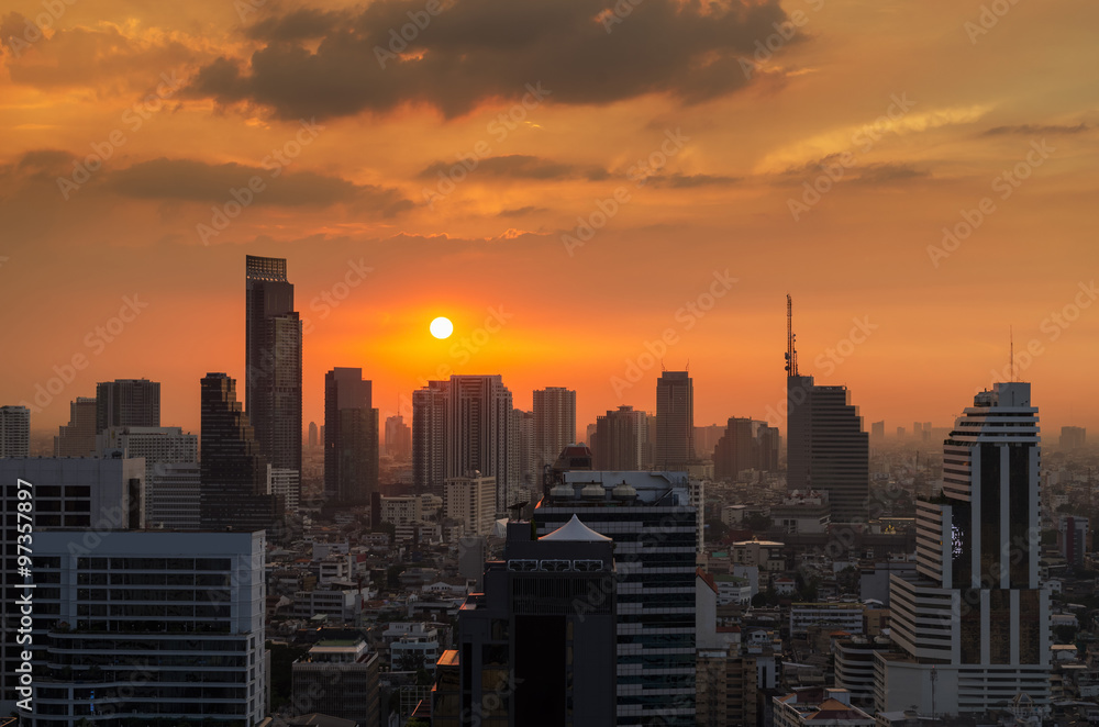 Bangkok city at sunset time