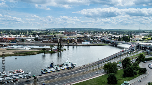 Panoramic view of Szczecin waterfront