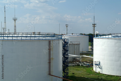 Big industrial oil tanks in a refinery base