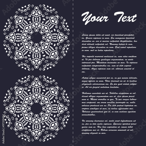 Vintage style brochure template design with modern art eastern elements and ornament, pages layouts in color, classic colors and creative solutions for design and decoration - postcard, menus and more