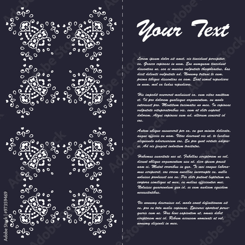 Vintage style brochure template design with modern art eastern elements and ornament, pages layouts in color, classic colors and creative solutions for design and decoration - postcard, menus and more