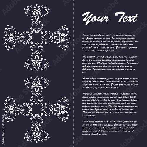 Vintage style brochure template design with modern art eastern elements and ornament, pages layouts in color, classic colors and creative solutions for design and decoration - postcard, menus and more