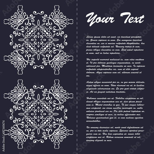 Vintage style brochure template design with modern art eastern elements and ornament, pages layouts in color, classic colors and creative solutions for design and decoration - postcard, menus and more