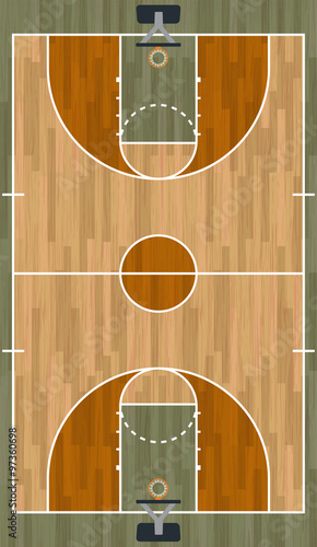 Realistic Vertical Basketball Court Illustration