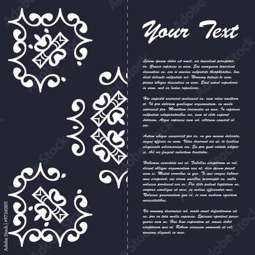 Vintage style brochure template design with modern art eastern elements and ornament, pages layouts in color, classic colors and creative solutions for design and decoration - postcard, menus and more