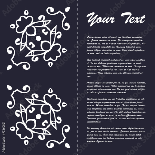 Vintage style brochure template design with modern art eastern elements and ornament, pages layouts in color, classic colors and creative solutions for design and decoration - postcard, menus and more