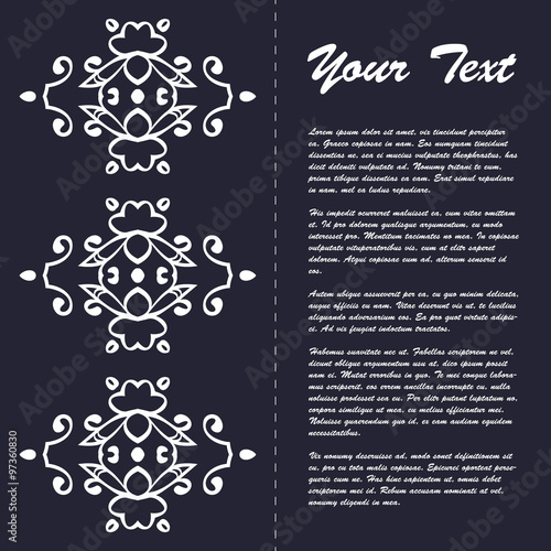 Vintage style brochure template design with modern art eastern elements and ornament, pages layouts in color, classic colors and creative solutions for design and decoration - postcard, menus and more