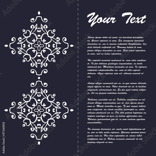 Vintage style brochure template design with modern art eastern elements and ornament, pages layouts in color, classic colors and creative solutions for design and decoration - postcard, menus and more