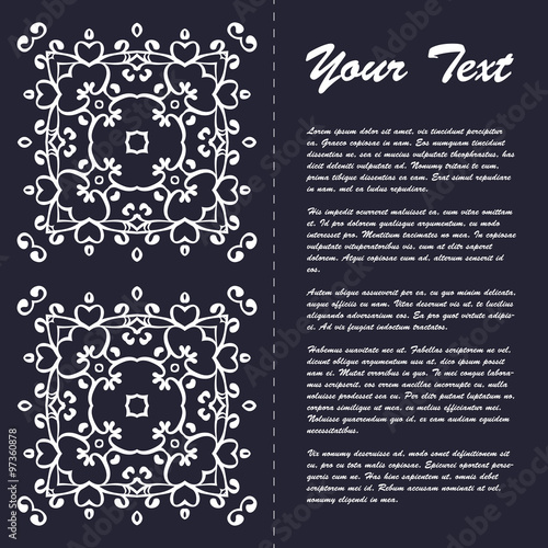 Vintage style brochure template design with modern art eastern elements and ornament, pages layouts in color, classic colors and creative solutions for design and decoration - postcard, menus and more