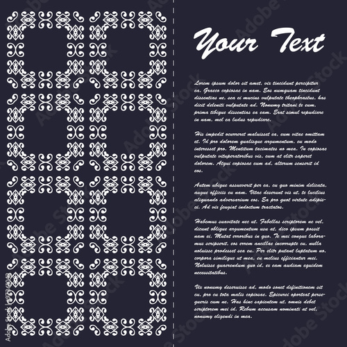 Vintage style brochure template design with modern art eastern elements and ornament, pages layouts in color, classic colors and creative solutions for design and decoration - postcard, menus and more