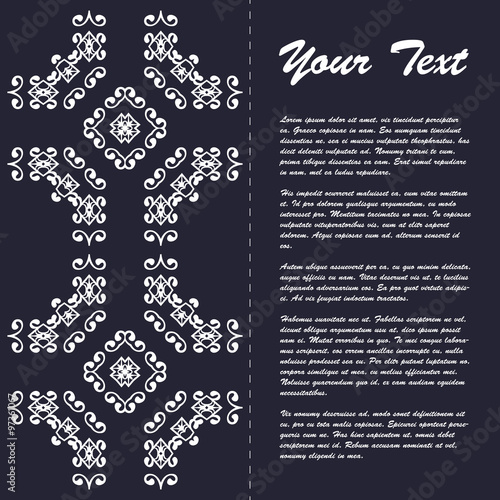 Vintage style brochure template design with modern art eastern elements and ornament, pages layouts in color, classic colors and creative solutions for design and decoration - postcard, menus and more