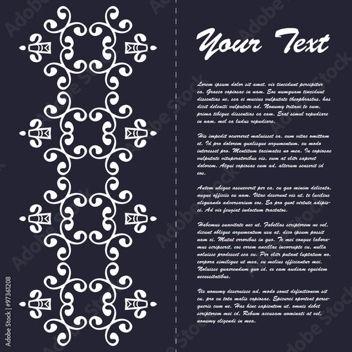 Vintage style brochure template design with modern art eastern elements and ornament, pages layouts in color, classic colors and creative solutions for design and decoration - postcard, menus and more