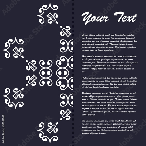 Vintage style brochure template design with modern art eastern elements and ornament, pages layouts in color, classic colors and creative solutions for design and decoration - postcard, menus and more