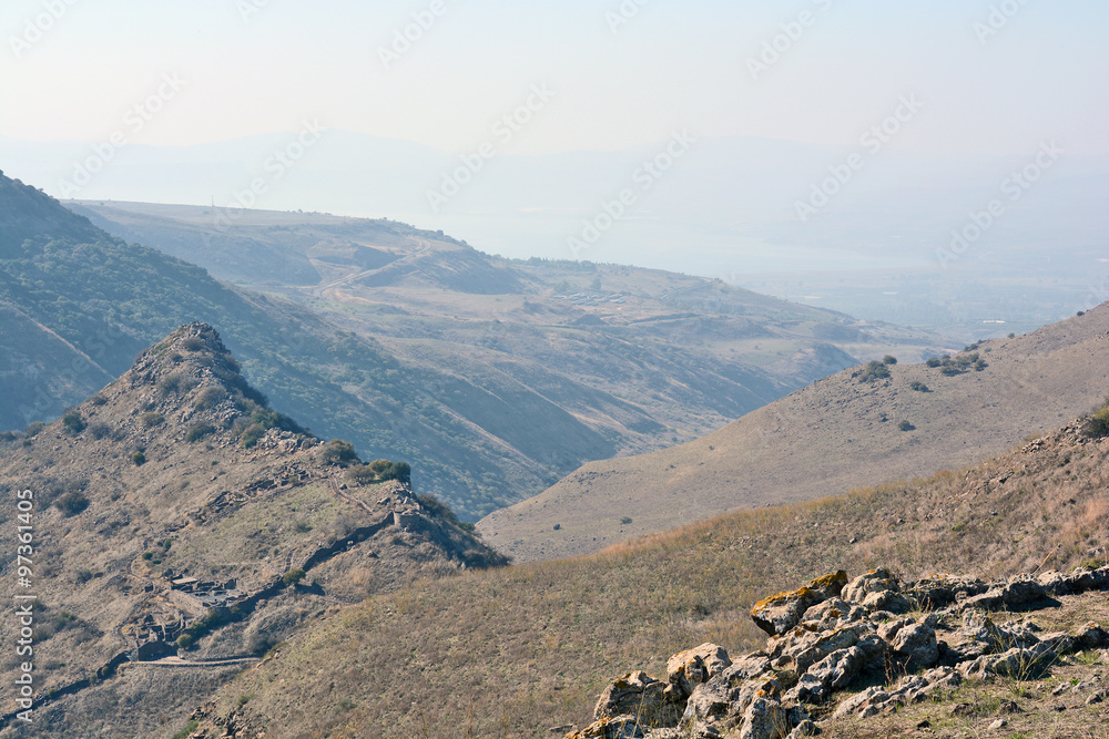 Israeli national park Gamla fortress at the Golan Hights Israeli national park Gamla fortress at the Golan Hights