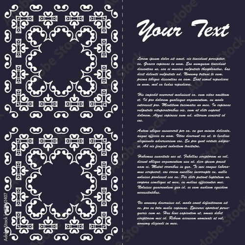 Vintage style brochure template design with modern art eastern elements and ornament, pages layouts in color, classic colors and creative solutions for design and decoration - postcard, menus and more