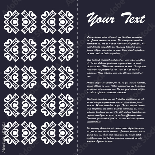 Vintage style brochure template design with modern art eastern elements and ornament, pages layouts in color, classic colors and creative solutions for design and decoration - postcard, menus and more